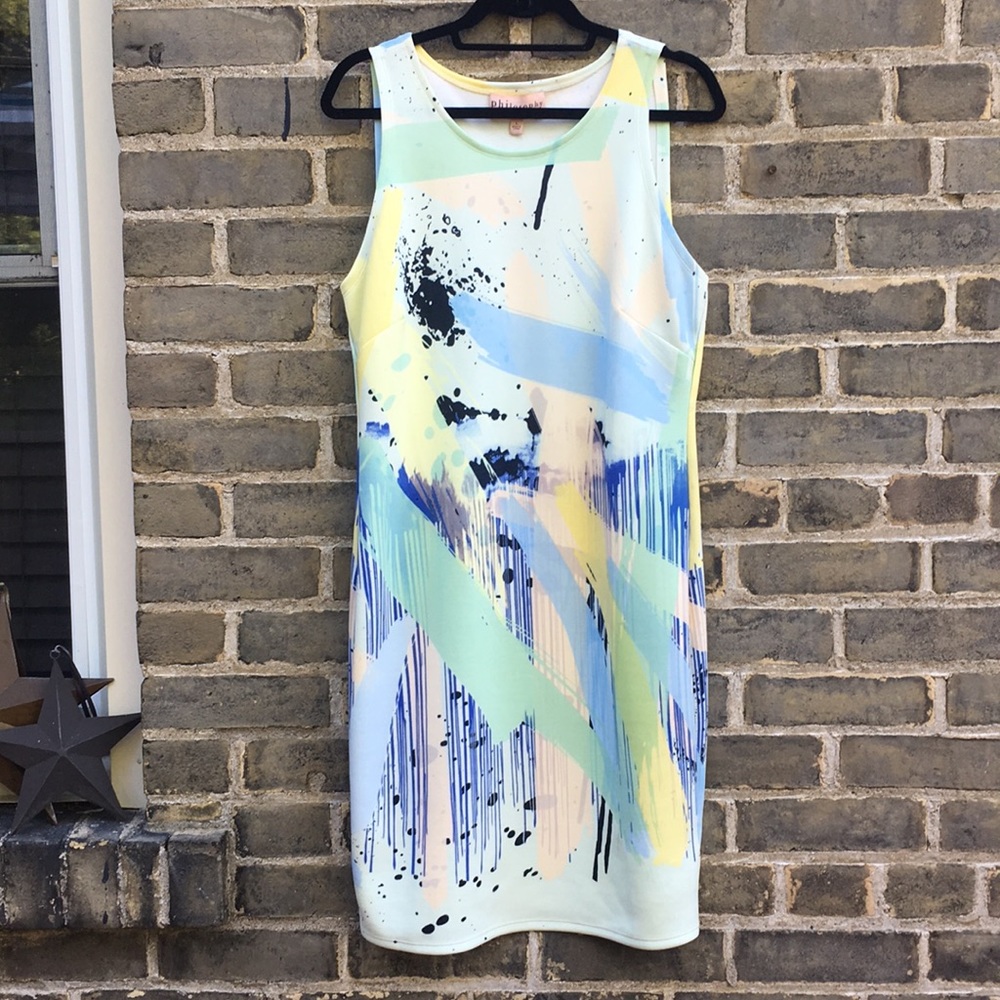 HP!💎 Philosophy, NWT Sheath Dress, Abstract Print, Sleeveless, Pastel